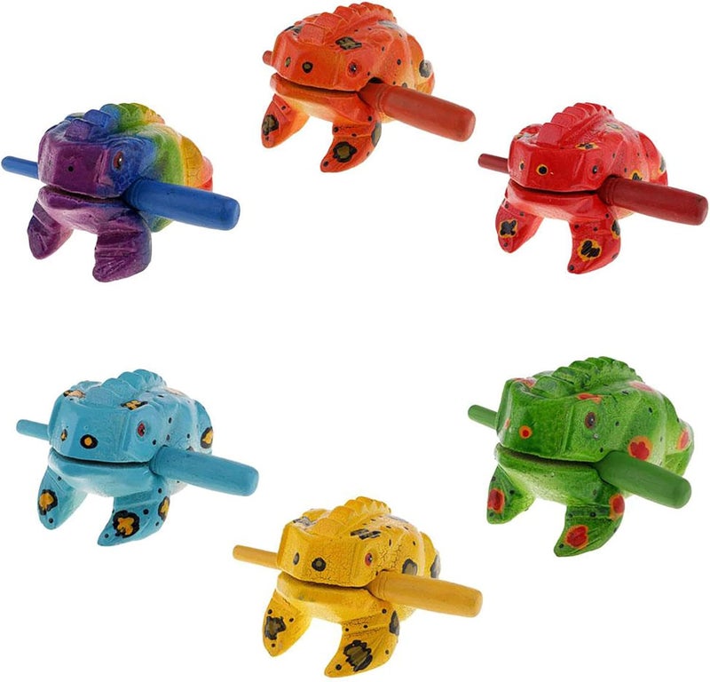 GOGHOST 3.5" Wooden Frog Guiro Rasp Instrument - Percussion Musical Tone Block Craft (Painted Orange) - Image 5